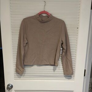 Old Navy Tan Long Sleeve Fitted Crop Sweater